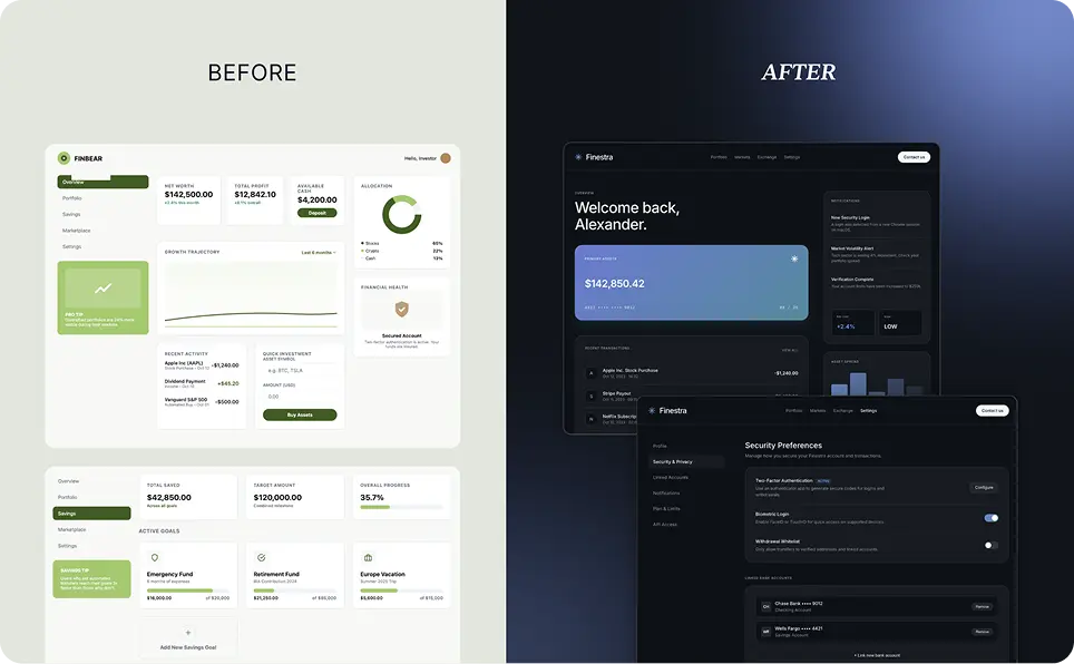 Fintech design case study — before-and-after onboarding redesign