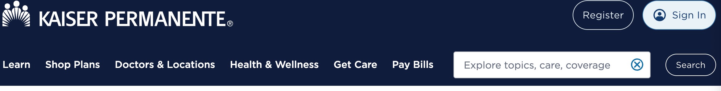 Kaiser Permanente’s header