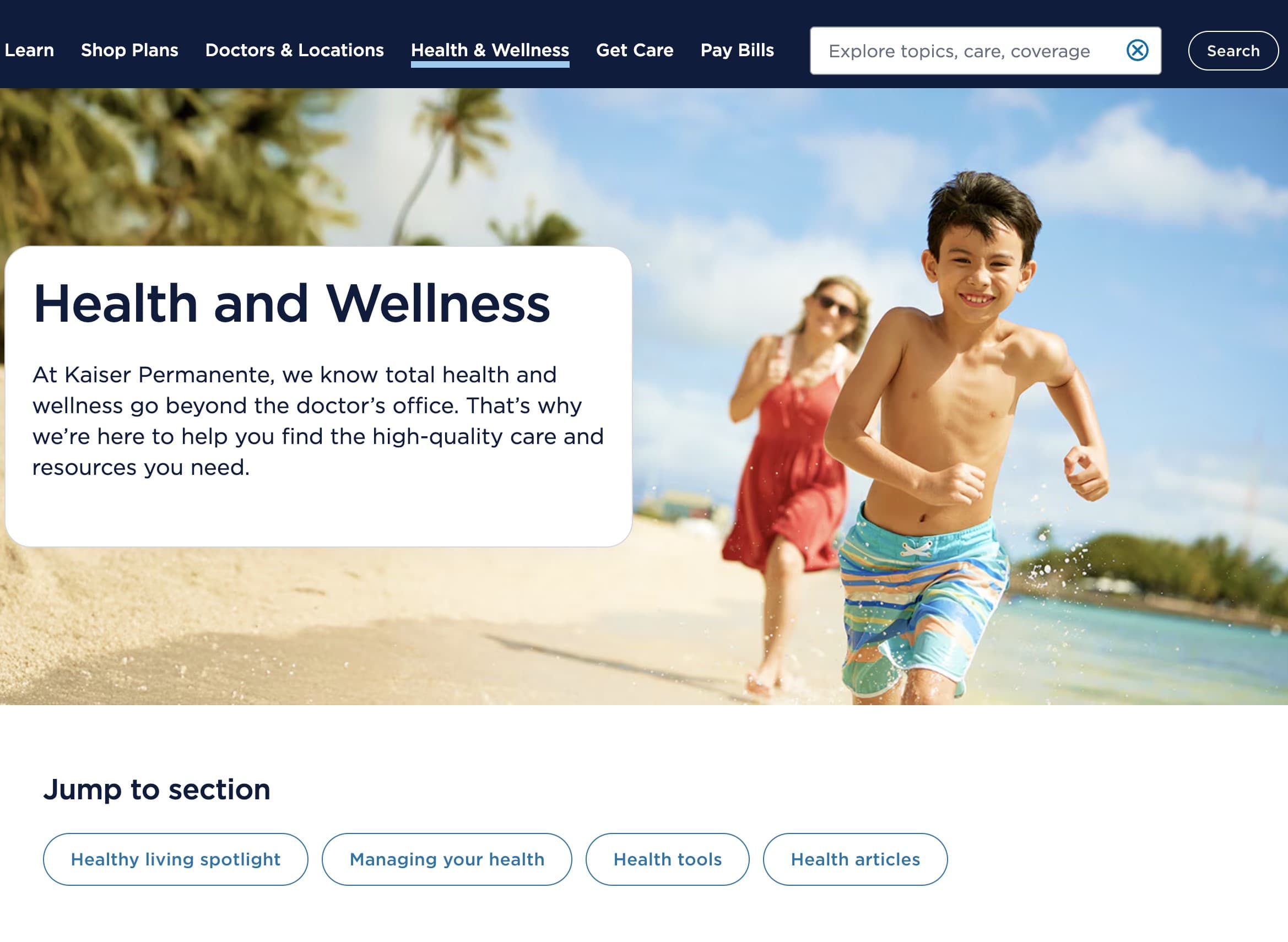 Kaiser Permanente’s services page