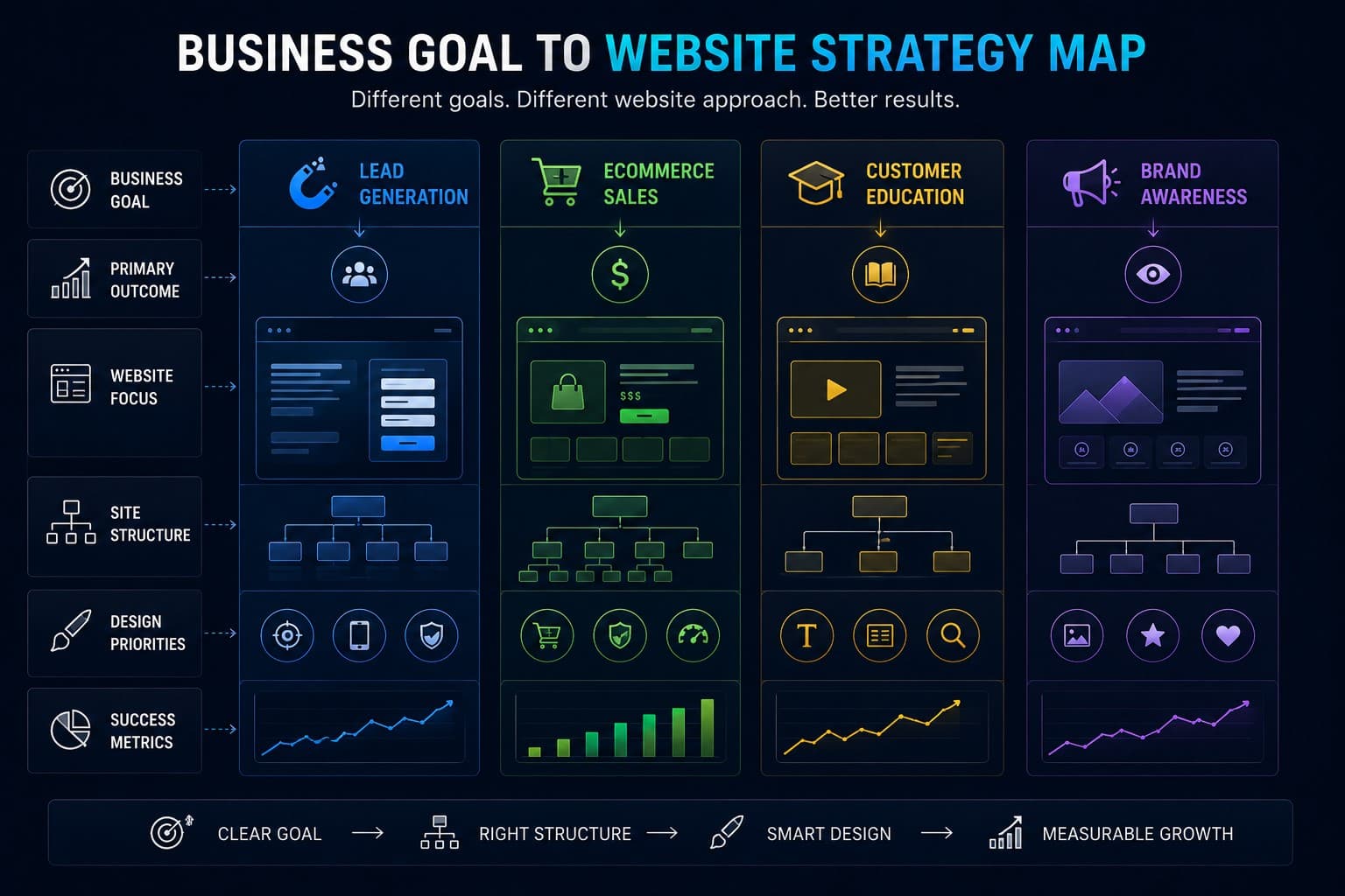 business goal to website strategy map