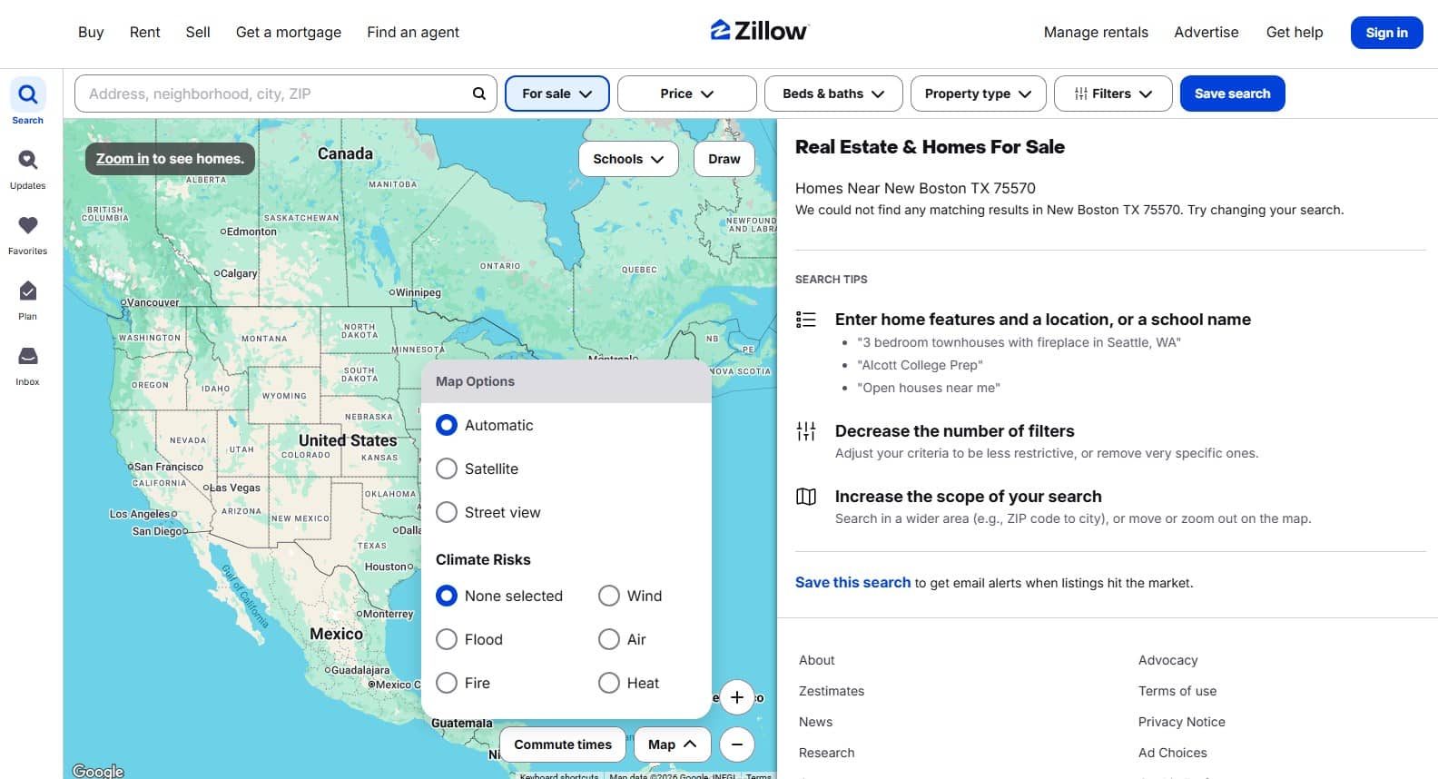 Zillow website map