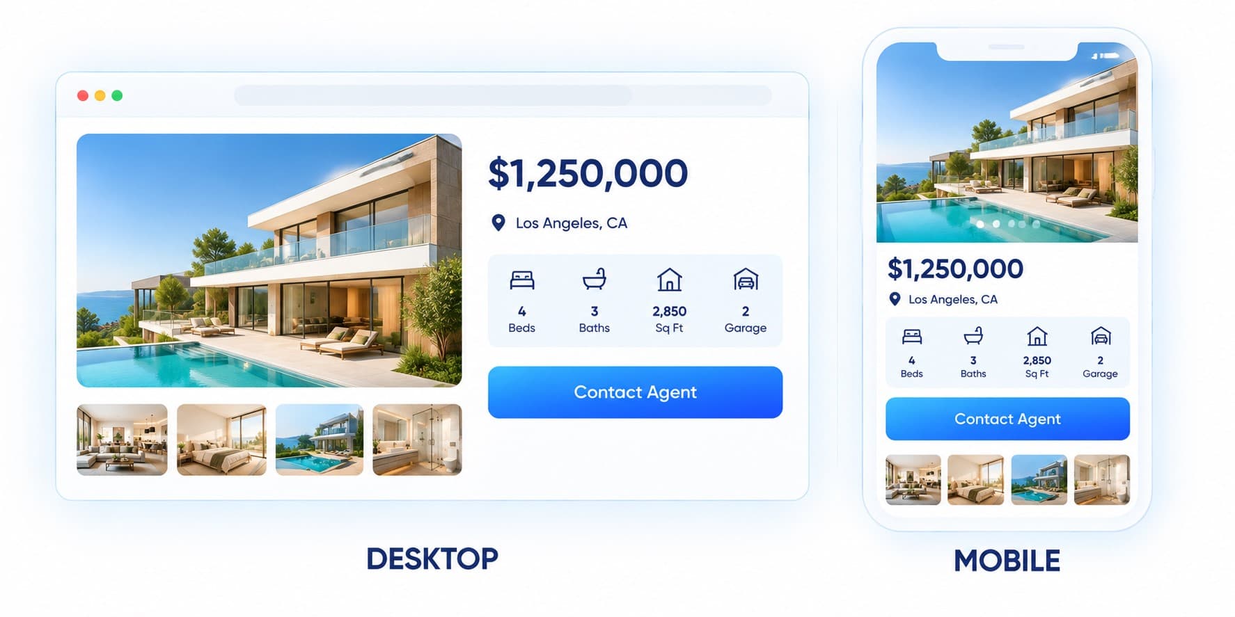 dekstop and mobile real estate design